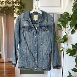 Avec Les Filles Embroidered Light Blue Denim Jacket